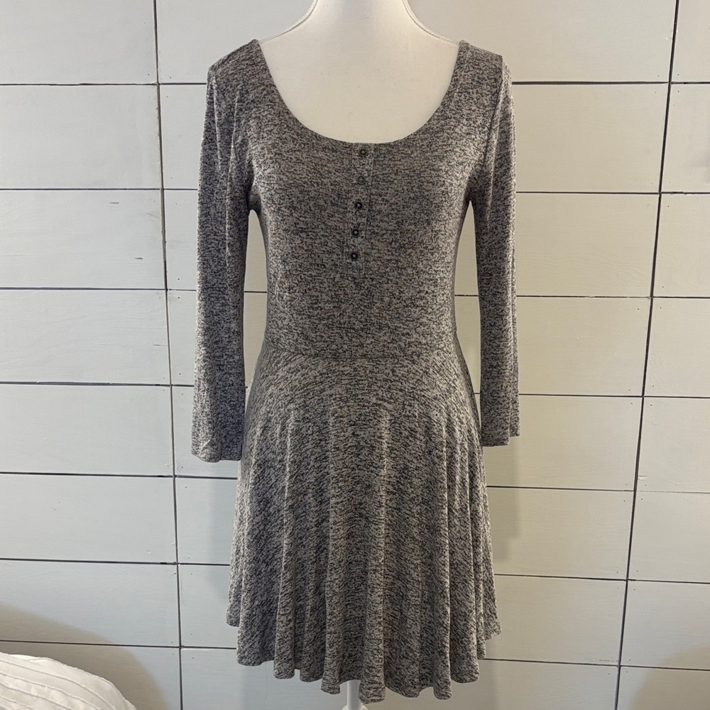Gray Long Sleeve Knit Dress